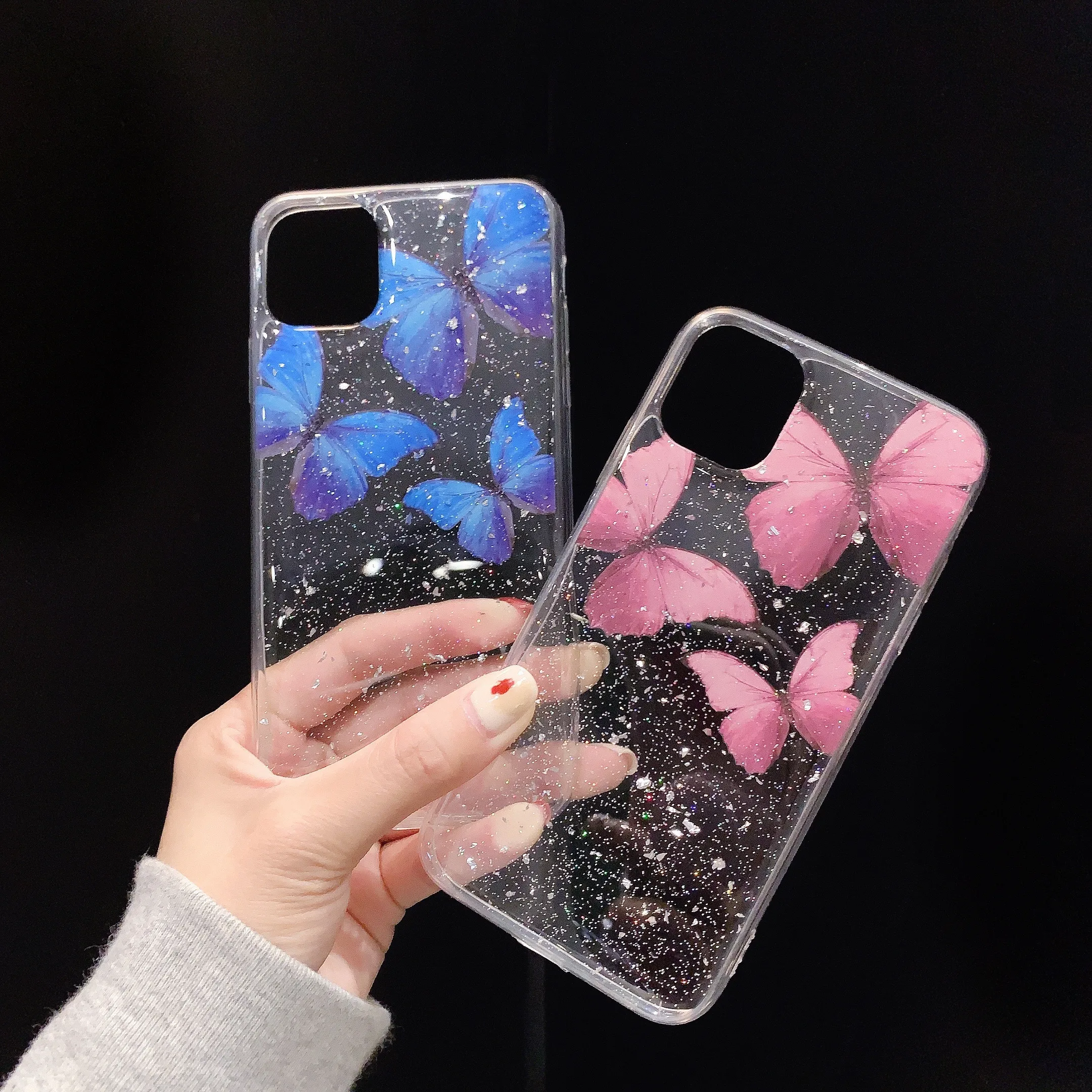 

Glittering Clear Silicone Phone Case For iPhone 11 Pro Max XS Max XR X 7 8 6 Plus SE 2020 Beautiful Butterfly Soft Back Cover