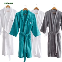 new super luxury 100 cotton bathrobes hotel spa towels home leisure pajamas couple nightgown gift white gray blue nightgown