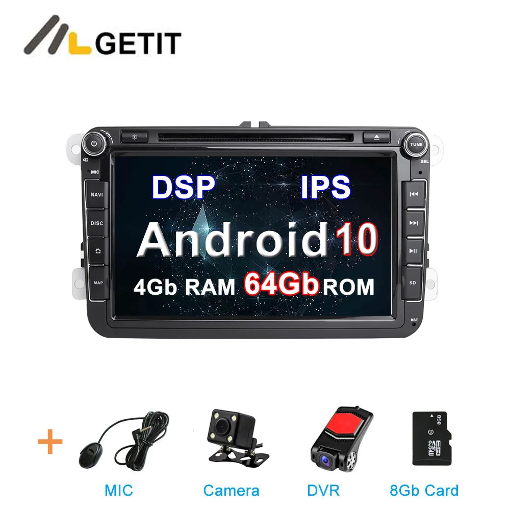 DSP ips Android 10 автомобильный DVD стерео радио gps для VW PASSAT CC Jetta Golf 5 6 Tiguan Touran Caddy EOS Sharan polo Leon Toledo - Цвет: 4G CAMERA-DVR-SD-DSP