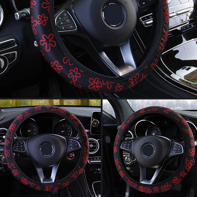 Автомобильные чехлы на руль, покрытие на руль автомобиля, блестящая Снежинка, автомобильные аксессуары, универсальный диаметр 38 см