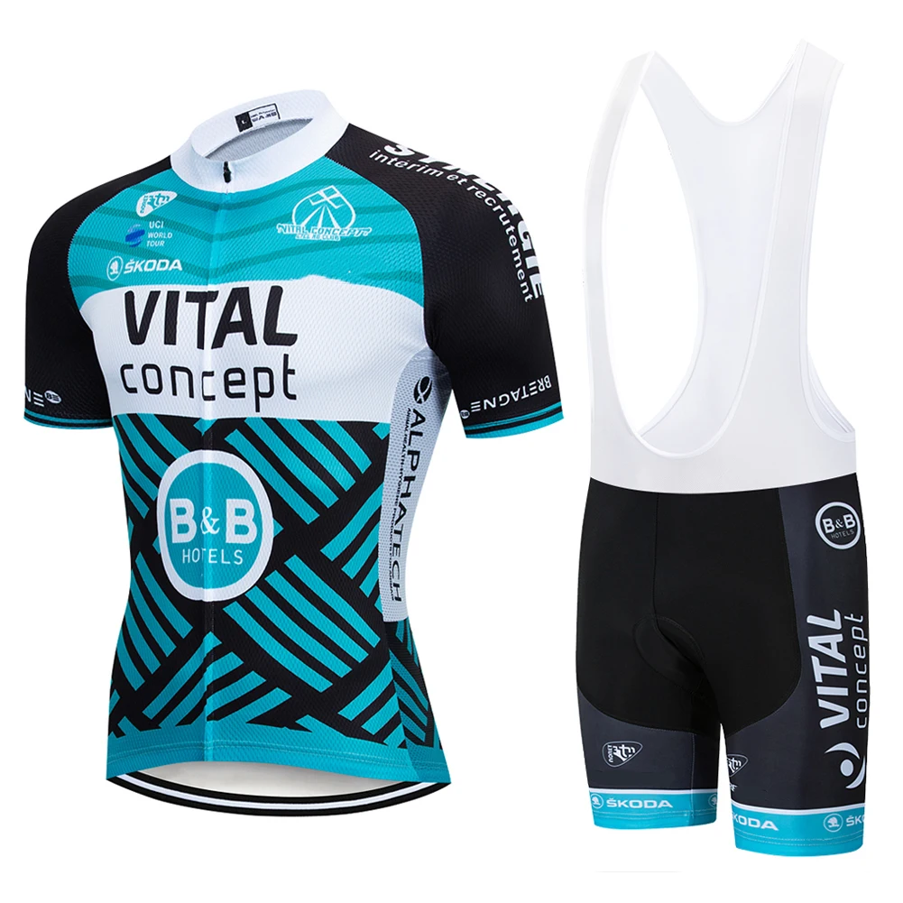 

2021 bike TEAM Vital Cycling Jersey Bibs Shorts Suit ROAD BIKE Ropa Ciclismo Mens Summer Quick Dry BICYCLING Maillot Wear 20D