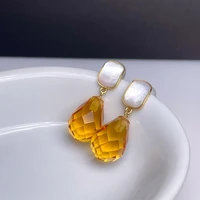 shilovem 18k yellow gold citrine drop fine jewelry women party new classic plant christmas gift new 811mm myme08115521j