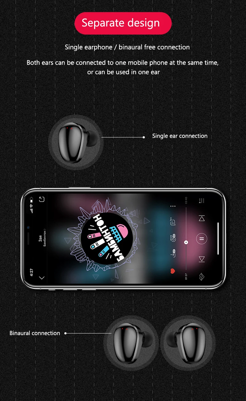 Сенсорные TWS, настоящие беспроводные наушники, Bluetooth наушники, мини TWS, водонепроницаемые наушники, гарнитура с 2200 мАч, Дополнительный внешний аккумулятор для всех телефонов