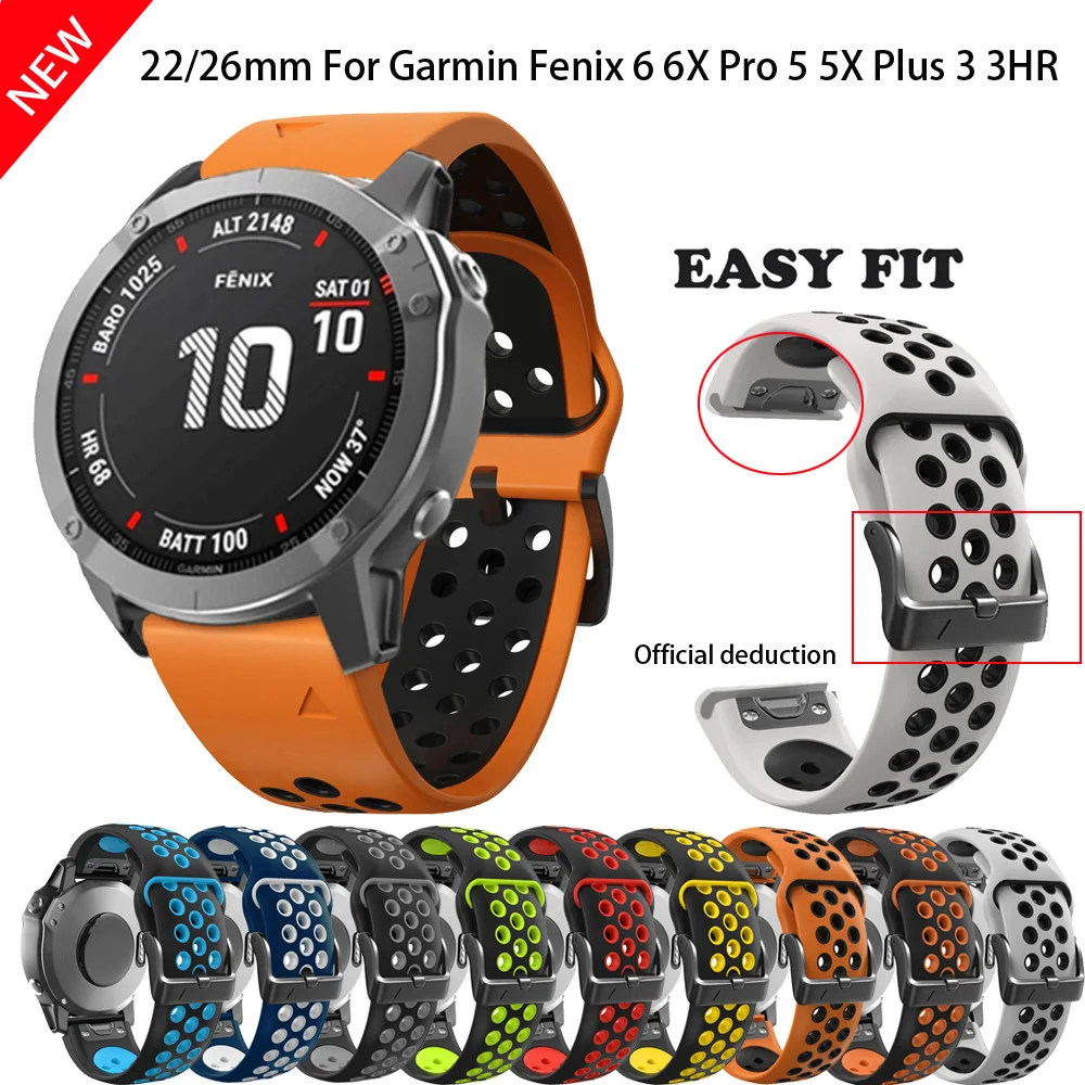 

Hot Smart Watch Band Straps For Garmin Fenix 6 6X Pro 5X 5Plus 3HR 935 Watchband Quick Release 22mm 26mm Silicone Bracelet Band