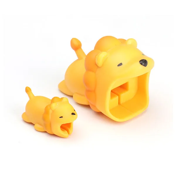 3D мультяшный набор аксессуаров для USB кабеля защита зарядки в виде животного iphone X