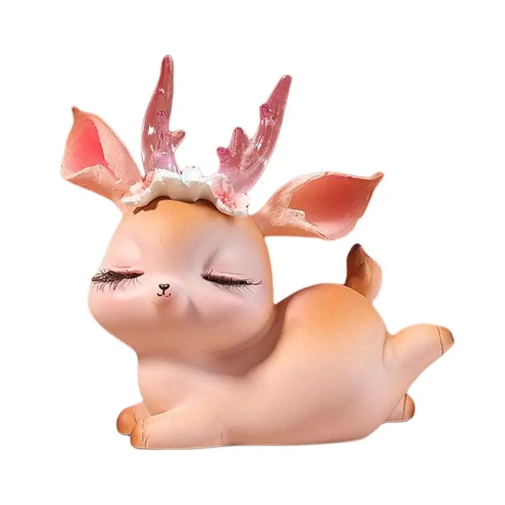Полимерная статуя оленя настольная милая Спящая детская статуэтка мини 3D олень