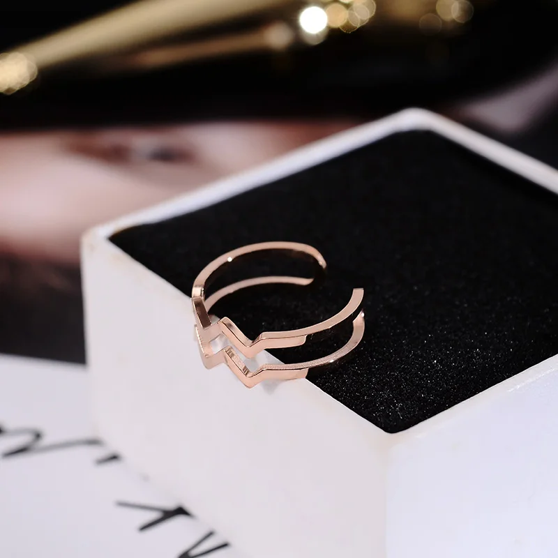 Ювелирные изделия из титановой стали YUN RUO 316L волнистое Открытое кольцо мозаика