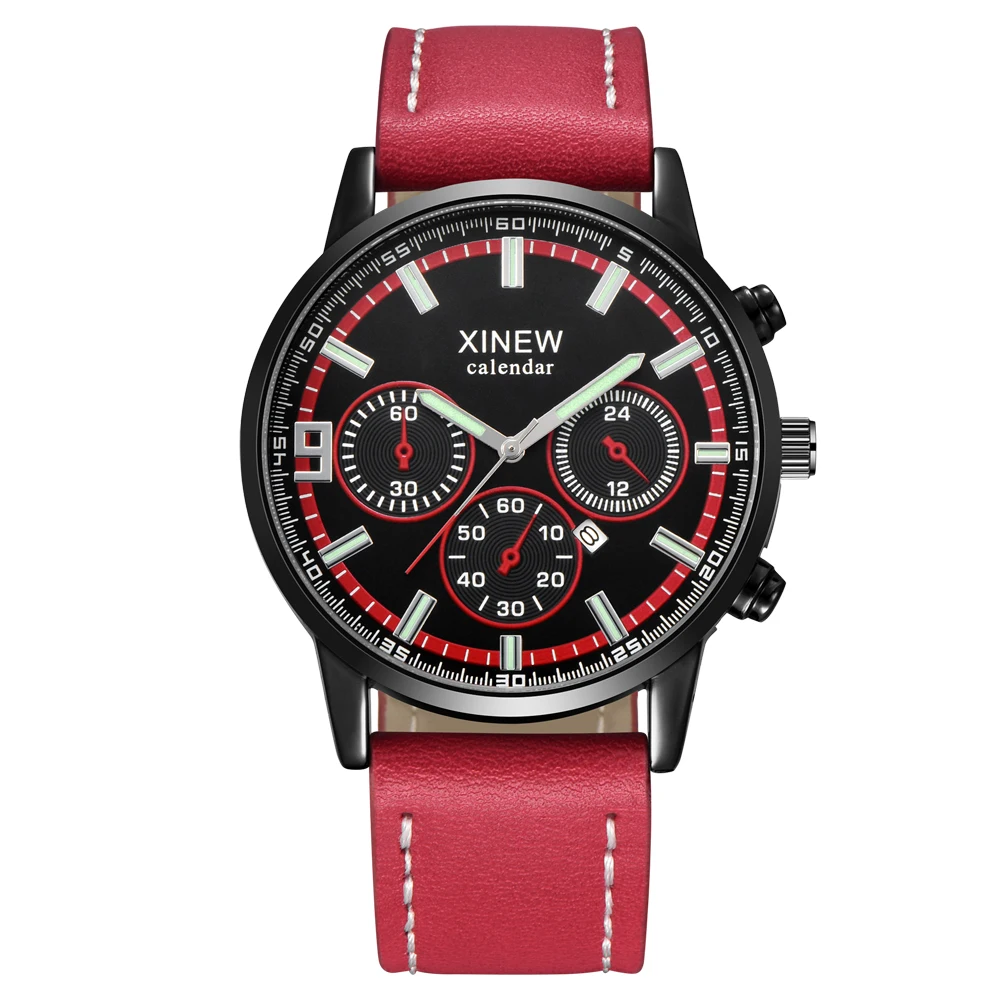 

XINEW мужские военные часы модный кожаный нейлоновый ремешок Календарь спортивные подарки кварцевые наручные часы с коробкой Montre Homme de Brand
