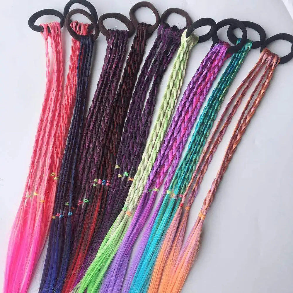 

45CM Simple Cute Kid Elastic Hair Band Newest Wig Ponytail Twist Braid Rope Headdress for Girl Child Gift Hair Accessories