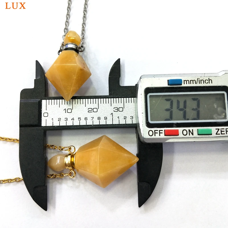 

natural prismatic shape yellow agates Perfume Bottle Pendant bullet shape Essential oils diffuser for women necklace
