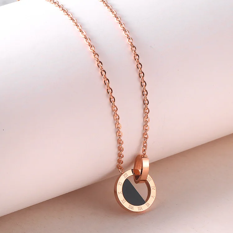 Колье ювелирные изделия из нержавеющей стали круглое ожерелье женский розового