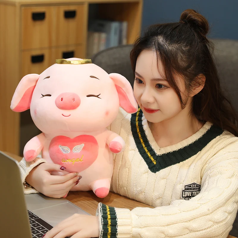 

1pc 20-55cm cute pink love angel pig plush doll toy plush stuffed animal pillow cushion for kids and girlfriends holiday gifts