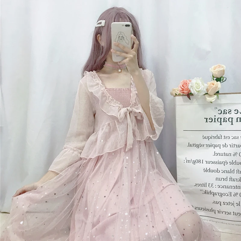 Женское Сетчатое платье джокер готическое в стиле Лолита блузка викторианском