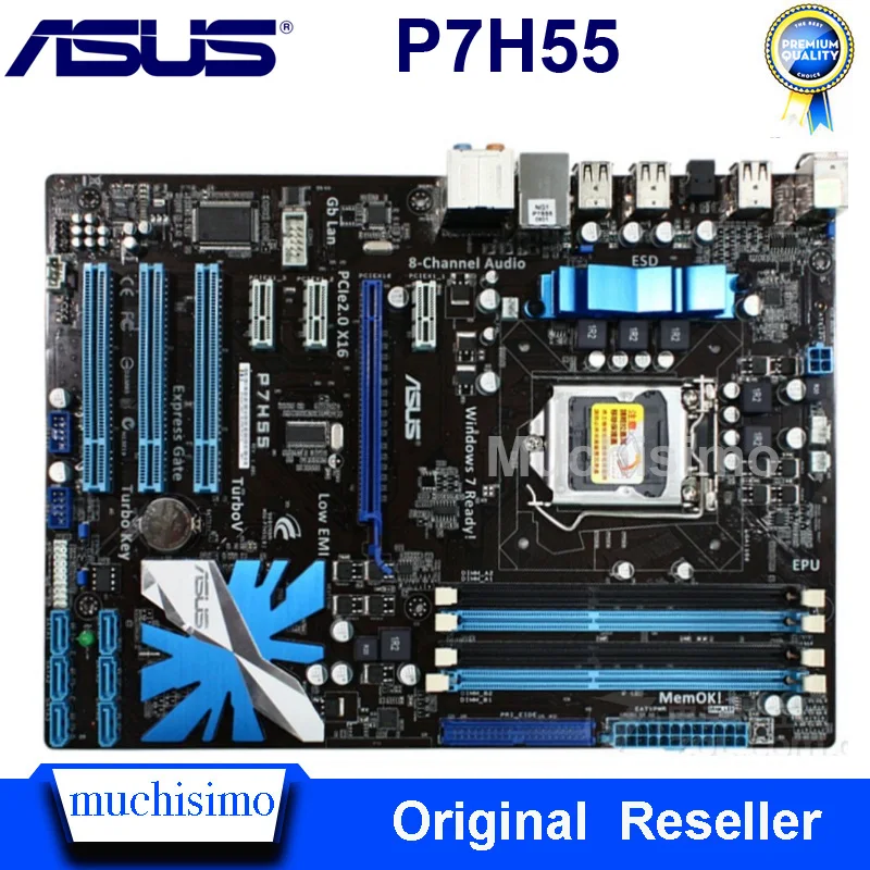 Материнская плата LGA 1156 Asus P7H55 для настольного компьютера H55 разъем i3 i5 i7 DDR3 16 ГБ ATX