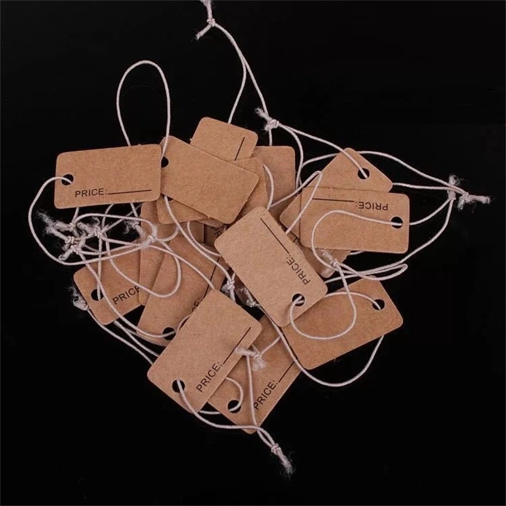 100pcs 1.3*2.3cm Price Tag Jewelry Kraft Paper Card Board Hair Claws Blank Card Bracelet Tag Price Card Label Frame