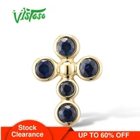 vistoso gold pendants for women authentic 14k 585 yellow gold cross pendant magic blue sapphire elegant fine jewelry