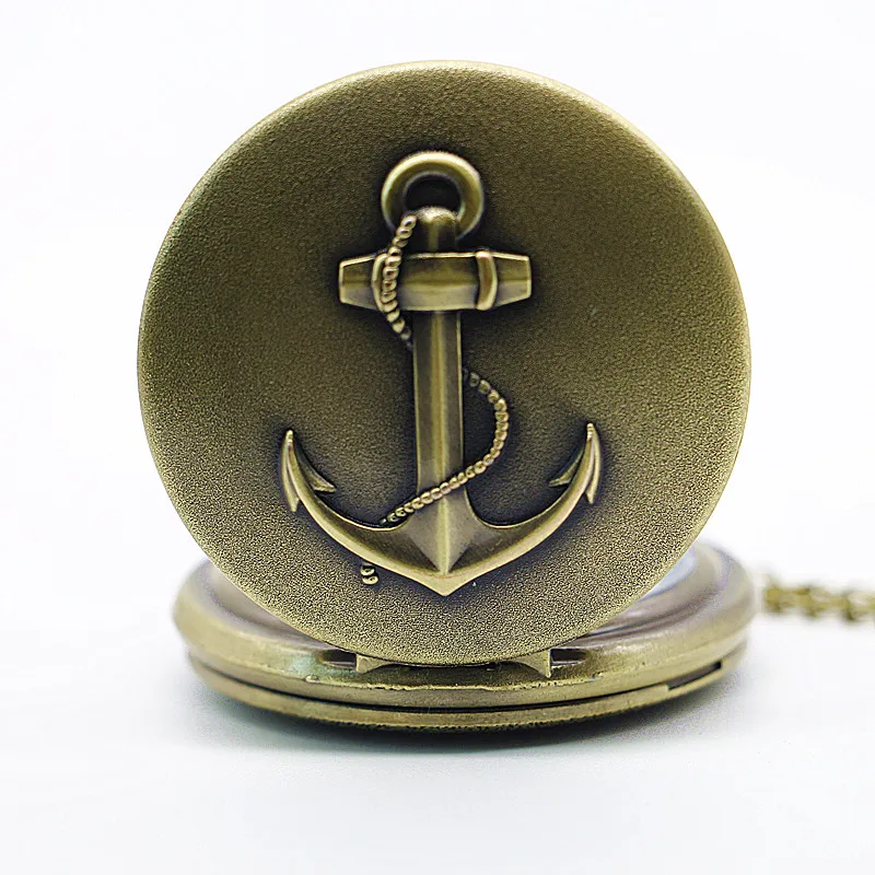 Новое поступление винтажные карманные часы с пиратским якорем и кварцевым