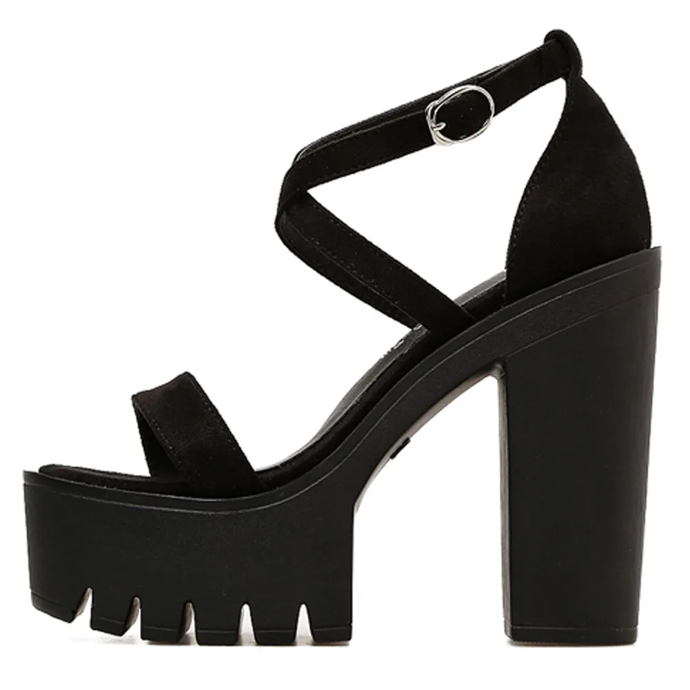 

SARAIRIS Brand New Female Fashion Concise Sandals 2021 Summer Sandals Women Platform Thick High Heels Black Shoes Woman