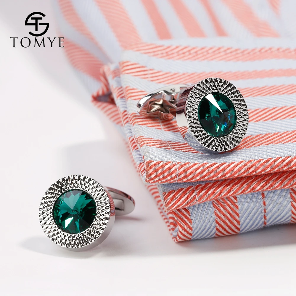 TOMYE роскошные запонки Серебряный цвет синий спутниковый камень высокое качество