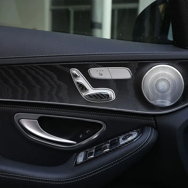 Наклейка для кнопки сиденья из углеродного волокна с блестками 3D Mercedes Benz E Class W213