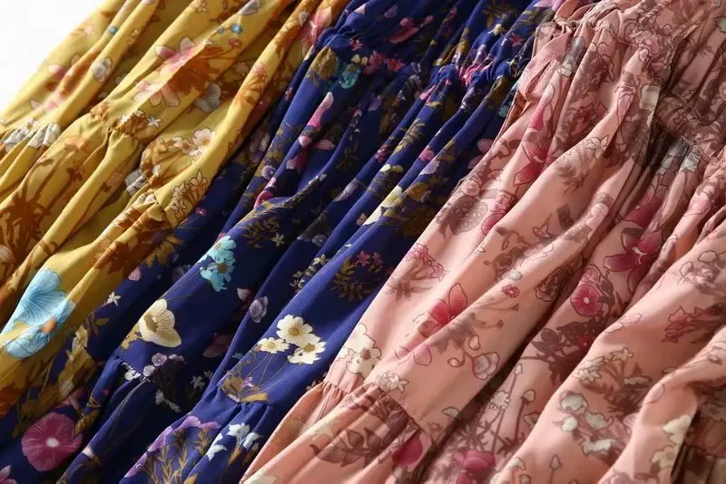 Женское винтажное платье на бретельках Boho пляжное миди с цветочным принтом и