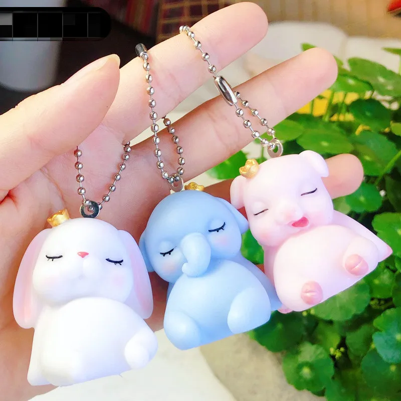 Брелок для ключей со спящим шнауцером слоном кошкой Кроликом цыпленком |