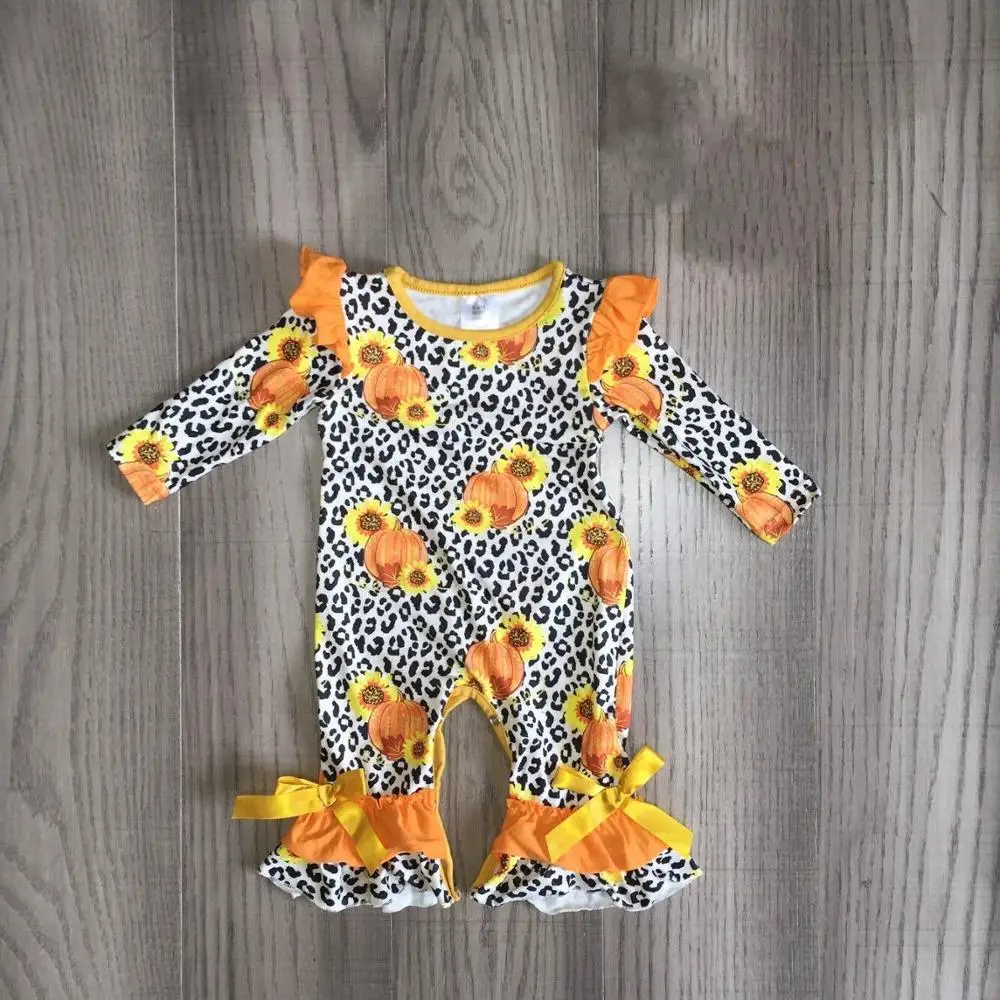 

baby girl clothes baby halloween romper infant toddler leopard sunflower pumpkin romper