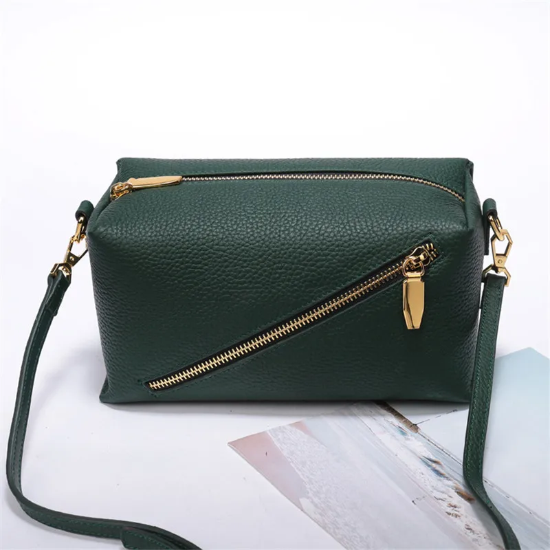 Brand crossbody bags for women Fashion Small Square Bag Genuine Leather bags women Zipper shoulder messenger bag sac main femme - Цвет: green