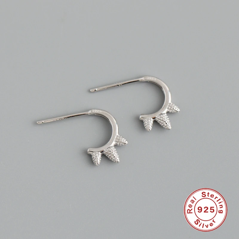 

BOAKO 925 Sterling Silver Punk Rivet Small Open Stud Earrings Cubic Zirconia Spike Earrings for Women Fashion Minimalist Jewelry