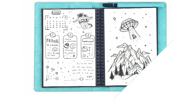 Elfinbook TS Sketchbook A5 умный многоразовый стираемый дневник Рисование Живопись граффити маленькая твердая обложка чистая бумага Блокнот памятка