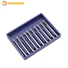 Стоматологические высокоскоростные стальные перевернутые конические боры, ювелирные гравировочные боры, 10 шт.