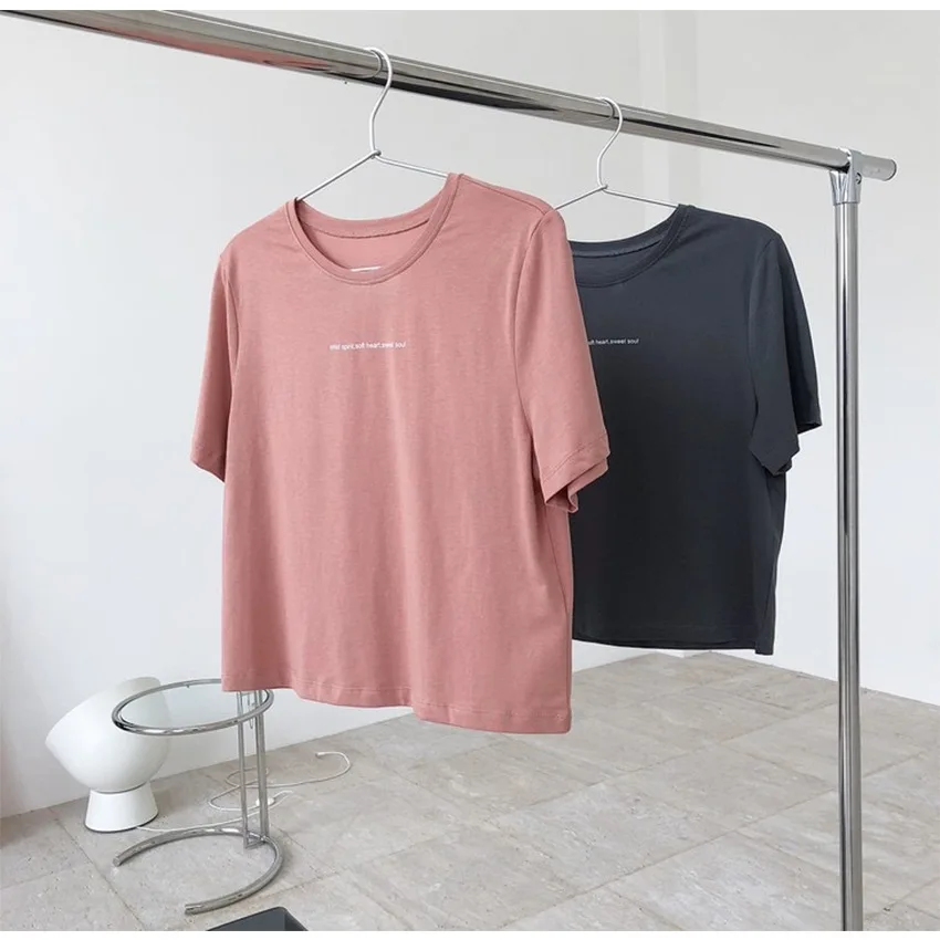 

TVVOVVIN Summer New Fashion O-neck Short T-shirt Letter Printing Short Sleeve Loose Simple All-match Pullover Tops27HR