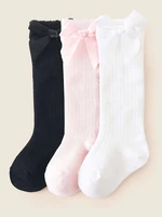 3pairslot newborn baby knee high socks girls boys toddler bows knot spanish infant kids children cute long cotton sock pack