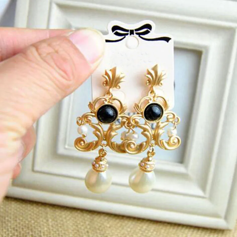 1 пара Женские винтажные серьги подвески с искусственным