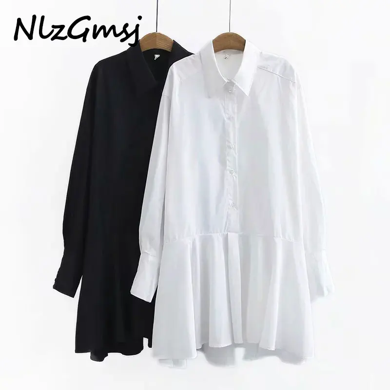 Женское платье трапеция с длинным рукавом Za черно белое мини для вечевечерние