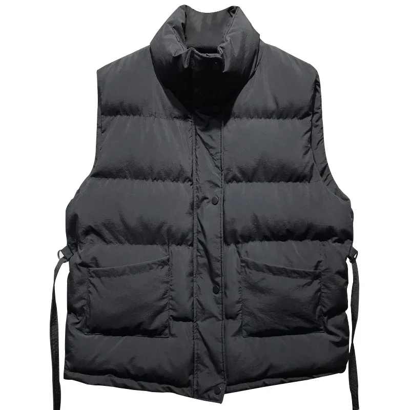 

Loose Waist Hugging Strap Thick Cotton Waistcoat Female 2021 Winter New Stand Collar Sleeveless Cotton Vest Women's