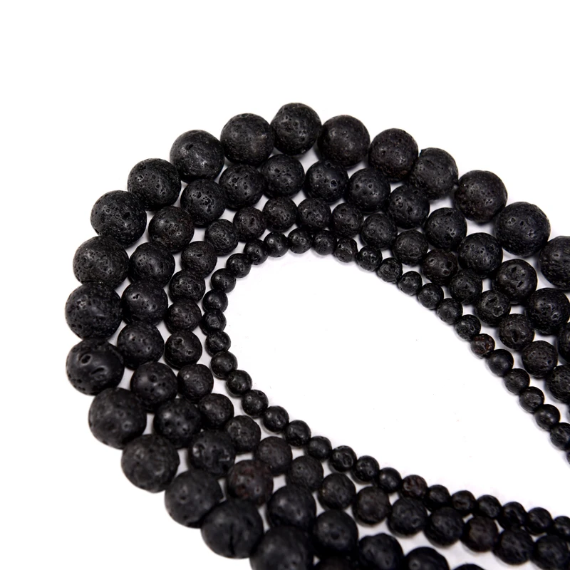 Натуральный черный вулканическая лава камень Свободные Spacer Бусины для рукоделия