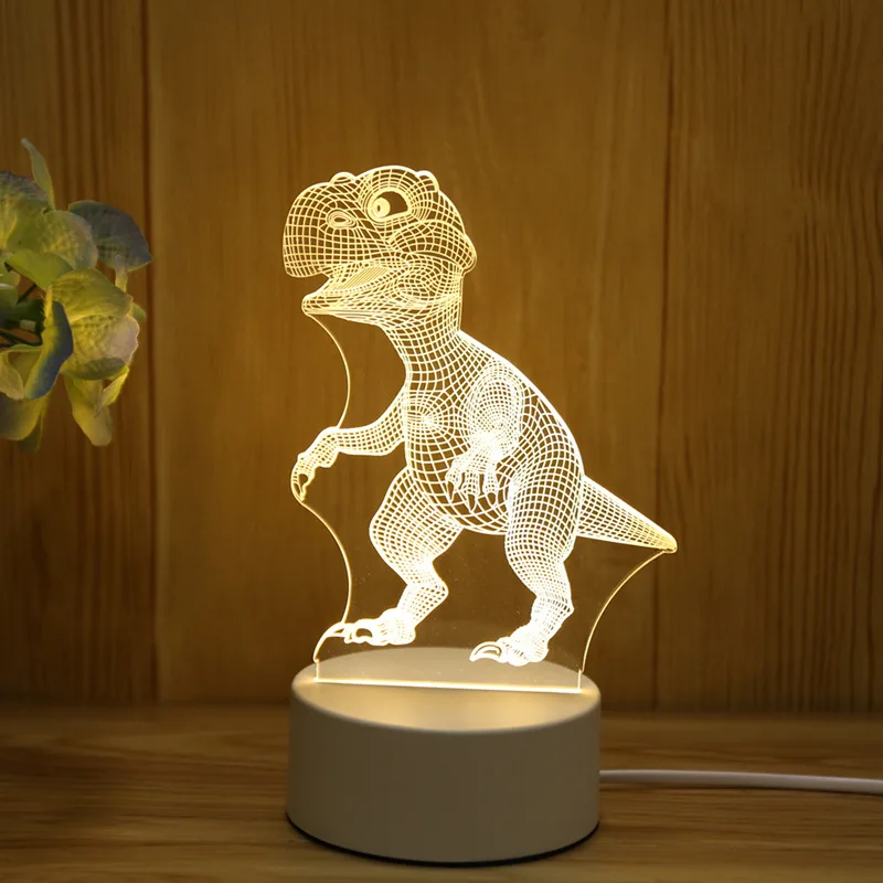 dinosaur Подарок для подруги бойфренда 3D Голограмма лампа USB акриловые огни вечерние Подарок на годовщину подарок на день Святого Валентина - Цвет: dinosaur