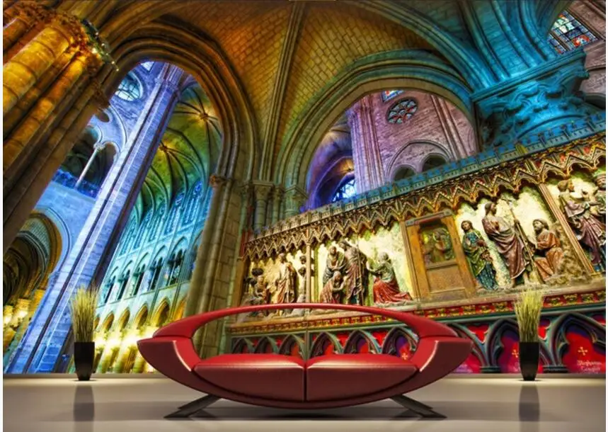 3d настенные фрески обои для гостиной в европейском стиле украшенные зданием