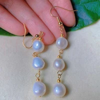 natural baroque white fresh water pearl 18k gold earrings gift gift women jewelry wedding easter thanksgiving freshwater