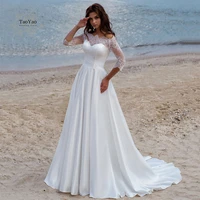 elegant off the shoulder wedding dress boat neck a line half sleeve lace applique bridal gowns vestidos de novia robe de mari%c3%a9e