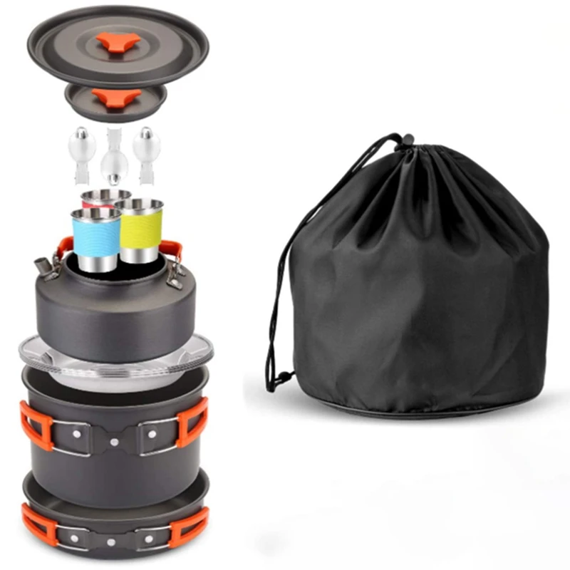 

Camping Cookware Mess Kit Camping Pot Pan Kettle with Camp Utensil Cups Dishes Kit for Outdoor Camping Hiking and Picnic