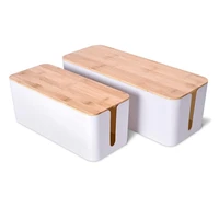 plastic wire box power strip hub box 2 pieces cable management box wooden hub and desktop bottom power board