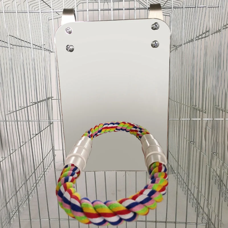 Зеркало Хлопок Веревка стенд бар набор попугай щебня игрушка птица товары для