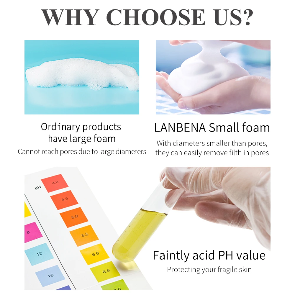 

LANBENA Facial Cleanser Whitening Face Wash Foam Cleansing Scrub Deep Cleansing Shrink Pore Moisturizing Oil Control Care