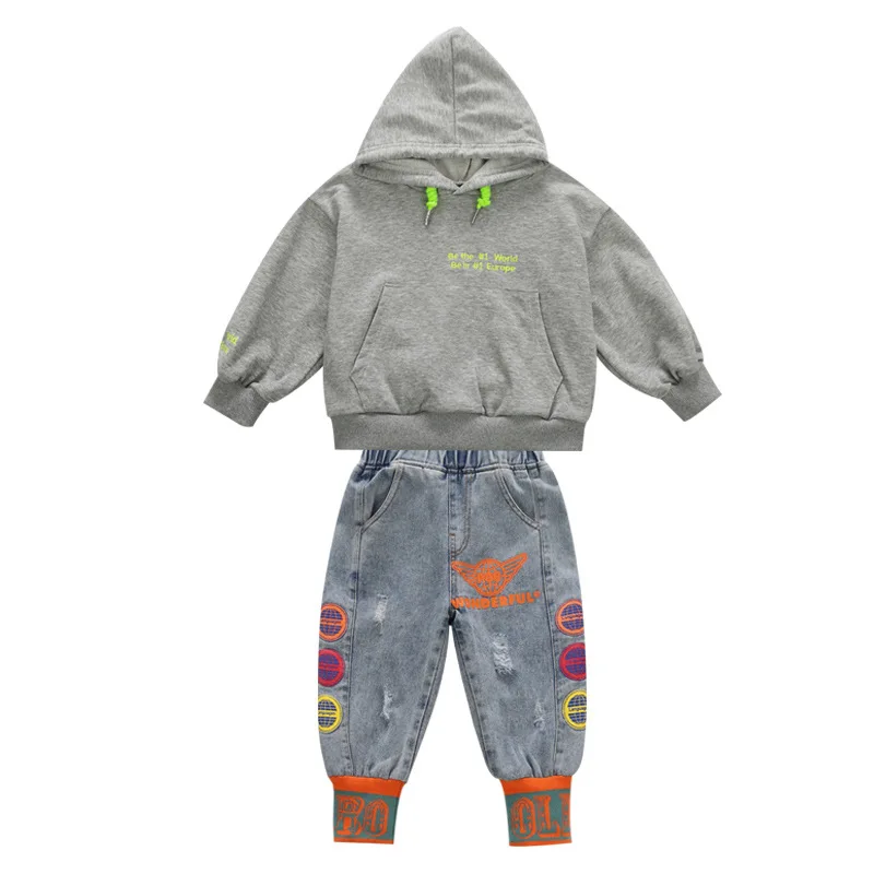 

Cute Spring Autumn Boys Clothing SuitsSweatshirts+ Pants 2pcs/Set Kids Jacket Teenager Sport School Outfits Tracksuit High Qua