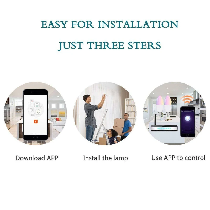 

2021 3/1PCS Smart Wifi LED Bulb E14/E26/E27/B22 RGB + White Light Dimmable Light LED Remote Control Work With Alexa Google Home