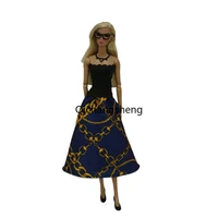 fashion black plaid 16 bjd clothes for barbie doll outfits off shoulder princess dresses gown 115 dolls accessories kids toys