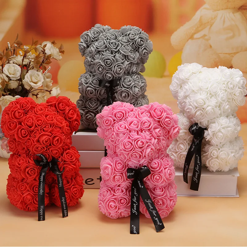 Горячие подарки на день Святого Валентина 25 см 40 красный Мишка из роз