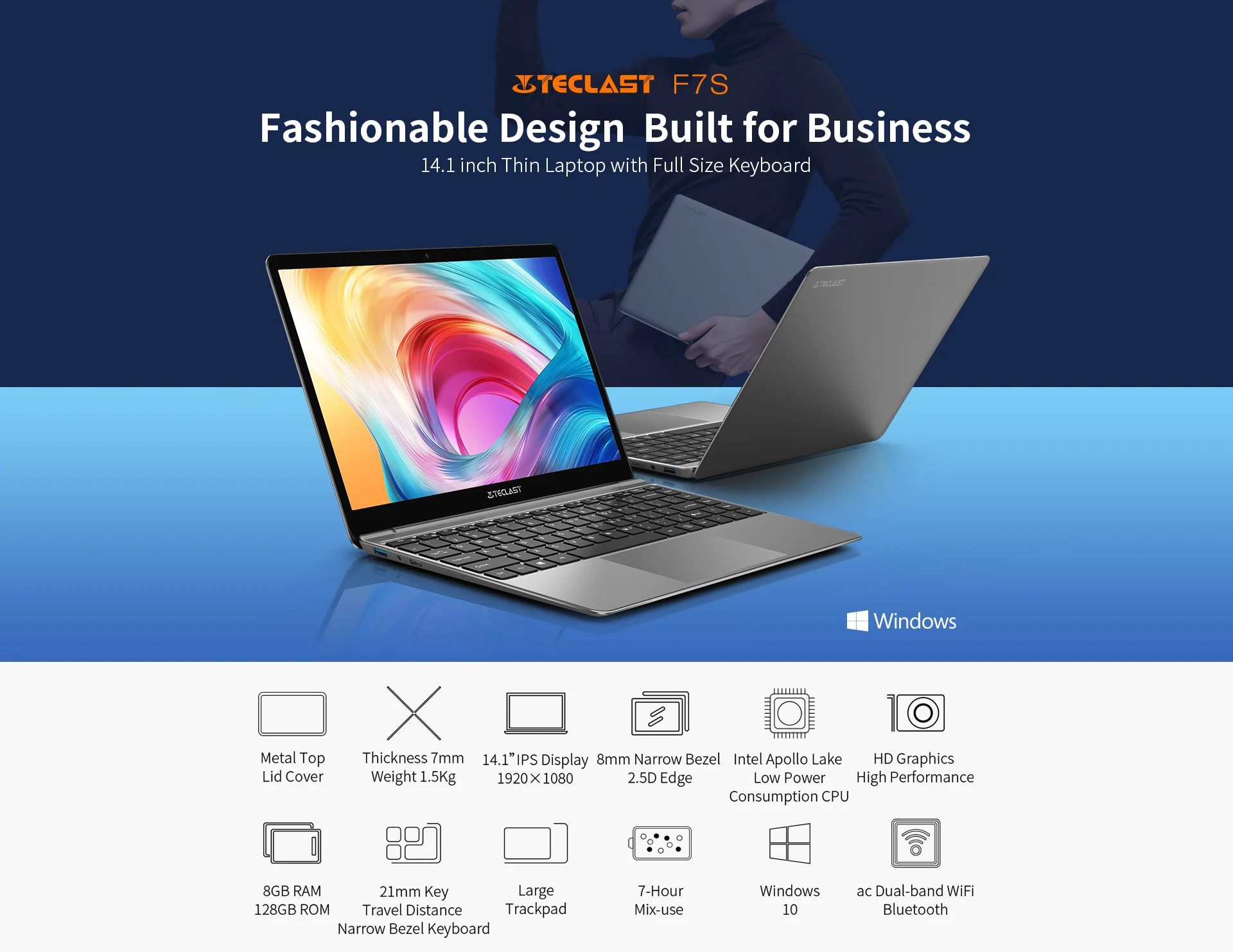 

Teclast F7S 14.1" Laptop 1920x1080 IPS Notebook 8GB RAM 128GB 256GB 512GB ROM Intel Apollo Lake Windows 10 Laptops